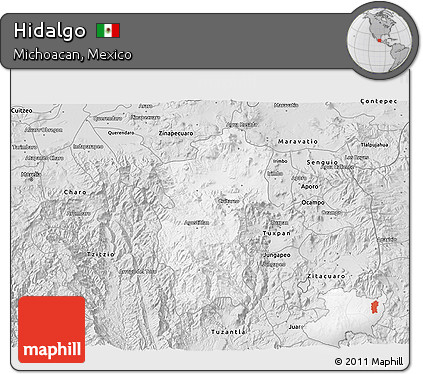 Silver Style 3D Map of Hidalgo
