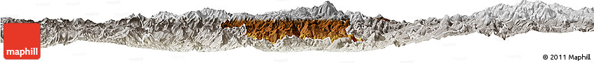 Physical Horizon Map of Hidalgo, lighten, semi-desaturated