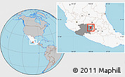 Gray Location Map of Hidalgo, highlighted country, highlighted parent region