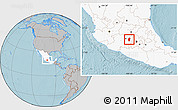 Gray Location Map of Hidalgo, highlighted country, hill shading