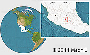 Satellite Location Map of Hidalgo, highlighted country
