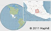 Savanna Style Location Map of Hidalgo, highlighted country, hill shading