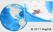 Shaded Relief Location Map of Hidalgo, highlighted country, highlighted parent region