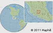 Savanna Style Location Map of Huandacareo, hill shading