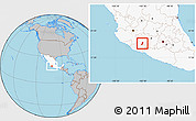 Gray Location Map of Paracuaro, highlighted country