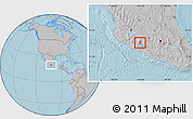 Gray Location Map of Paracuaro, hill shading