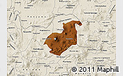 Physical Map of Puruandiro, shaded relief outside
