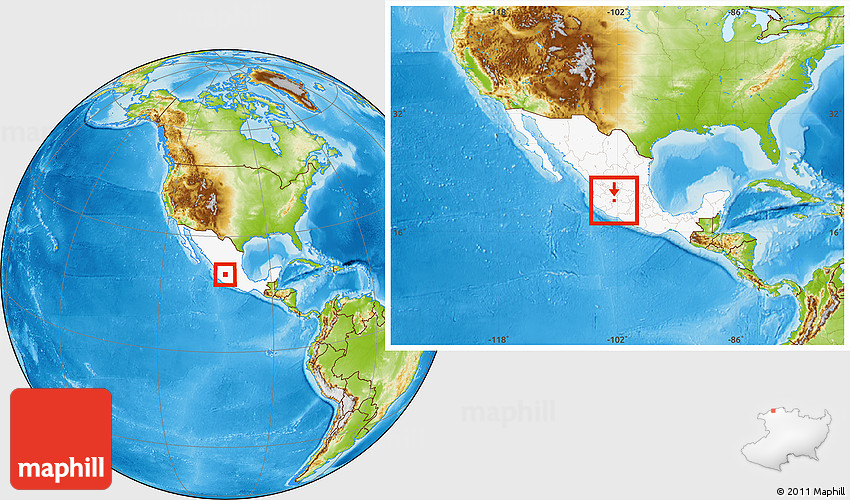 Physical Location Map of Vista Hermosa, highlighted country, within the