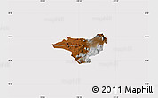 Physical Map of Zinapecuaro, cropped outside