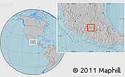 Gray Location Map of Zitacuaro, hill shading