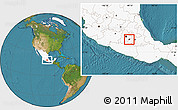 Satellite Location Map of Cuernavaca, highlighted country