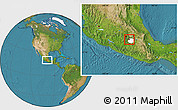 Satellite Location Map of Cuernavaca, highlighted parent region