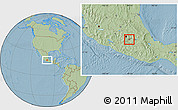 Savanna Style Location Map of Cuernavaca, hill shading