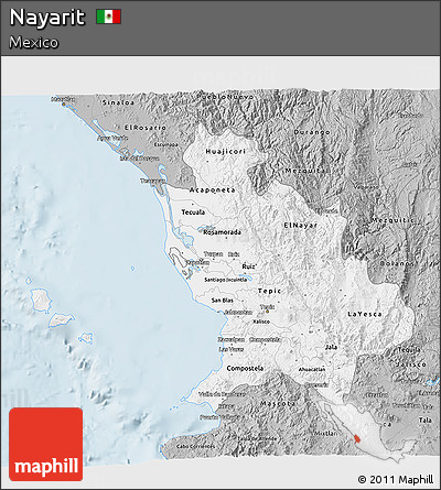 Gray 3D Map of Nayarit