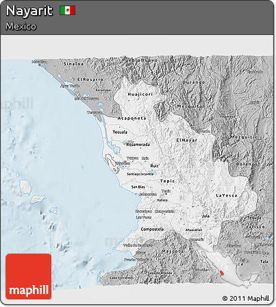 Gray 3D Map of Nayarit