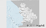 Gray 3D Map of Nayarit, single color outside