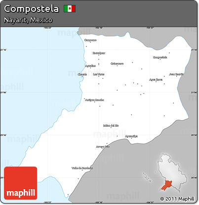 Gray Simple Map of Compostela, single color outside