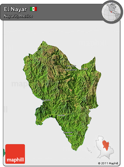Satellite 3D Map of El Nayar, single color outside