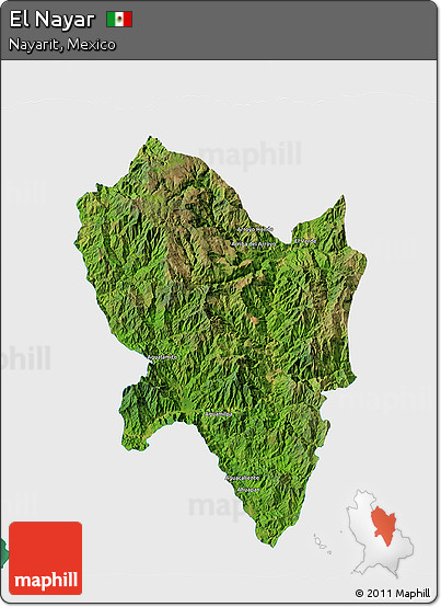 Satellite 3D Map of El Nayar, single color outside