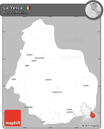 Gray Simple Map of La Yesca, single color outside
