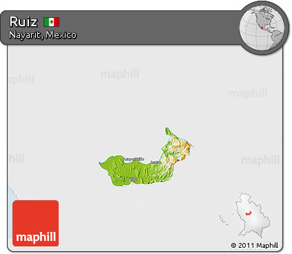 Physical 3D Map of Ruiz, single color outside