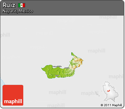 Physical 3D Map of Ruiz, single color outside