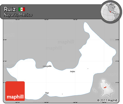 Gray Simple Map of Ruiz, single color outside