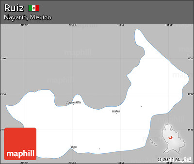 Gray Simple Map of Ruiz, single color outside