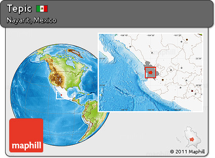 Physical Location Map of Tepic, highlighted country, highlighted parent region