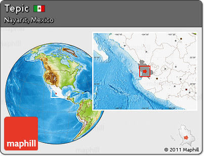 Physical Location Map of Tepic, highlighted country, highlighted parent region