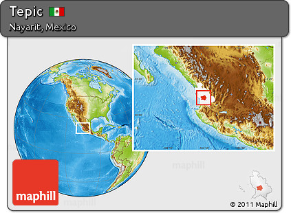 Physical Location Map of Tepic, highlighted parent region