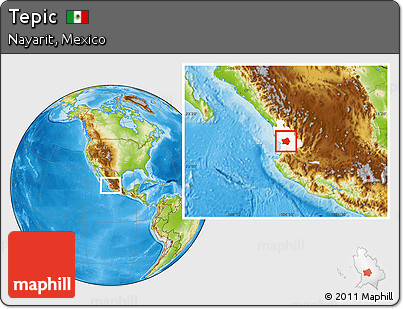 Physical Location Map of Tepic, highlighted parent region