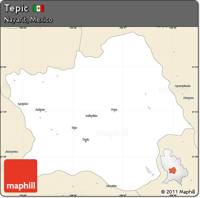 Classic Style Simple Map of Tepic