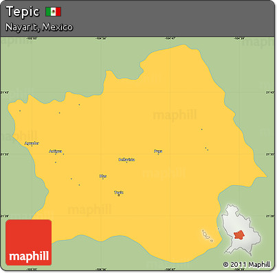 Savanna Style Simple Map of Tepic, single color outside