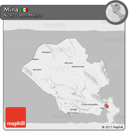 Gray 3D Map of Mina, single color outside
