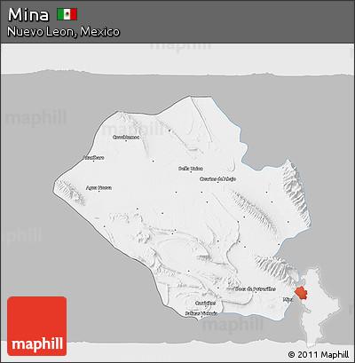 Gray 3D Map of Mina, single color outside