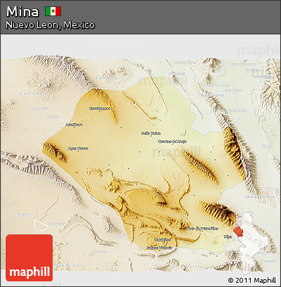 Physical 3D Map of Mina, lighten