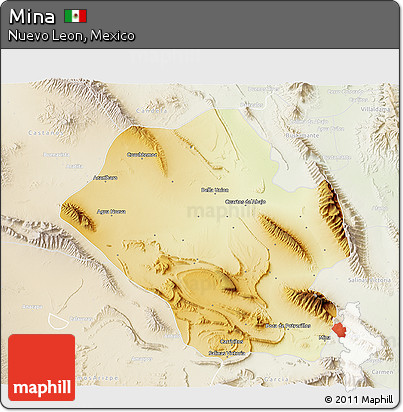 Physical 3D Map of Mina, lighten