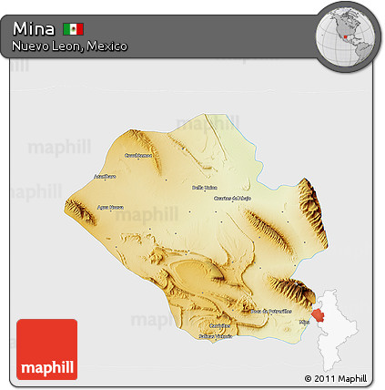 Physical 3D Map of Mina, single color outside