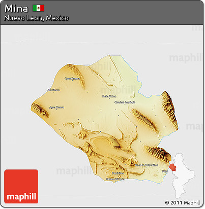 Physical 3D Map of Mina, single color outside