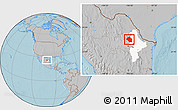 Gray Location Map of Mina, highlighted parent region, hill shading