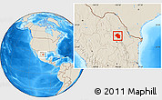 Shaded Relief Location Map of Mina