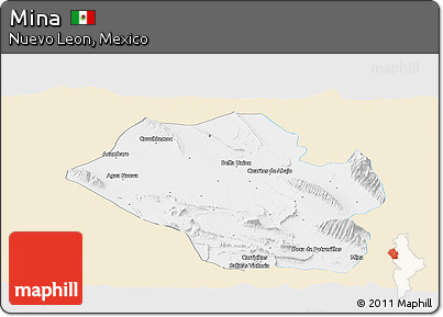 Classic Style Panoramic Map of Mina, single color outside