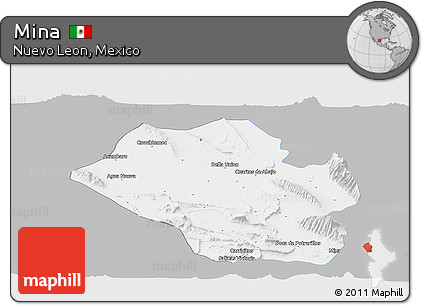 Gray Panoramic Map of Mina, single color outside