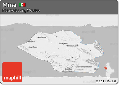 Gray Panoramic Map of Mina, single color outside