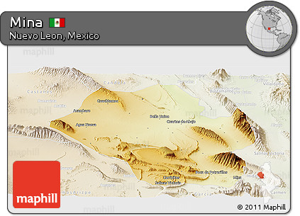 Physical Panoramic Map of Mina, lighten