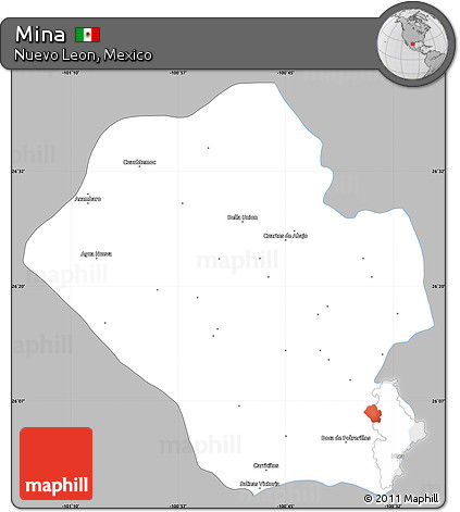 Gray Simple Map of Mina, single color outside