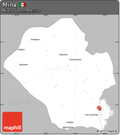 Gray Simple Map of Mina, single color outside
