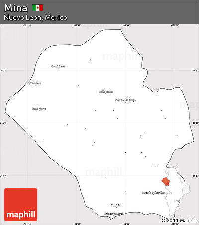 Silver Style Simple Map of Mina, cropped outside