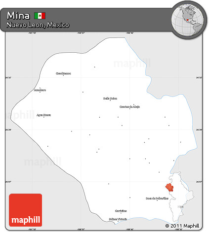 Silver Style Simple Map of Mina, single color outside